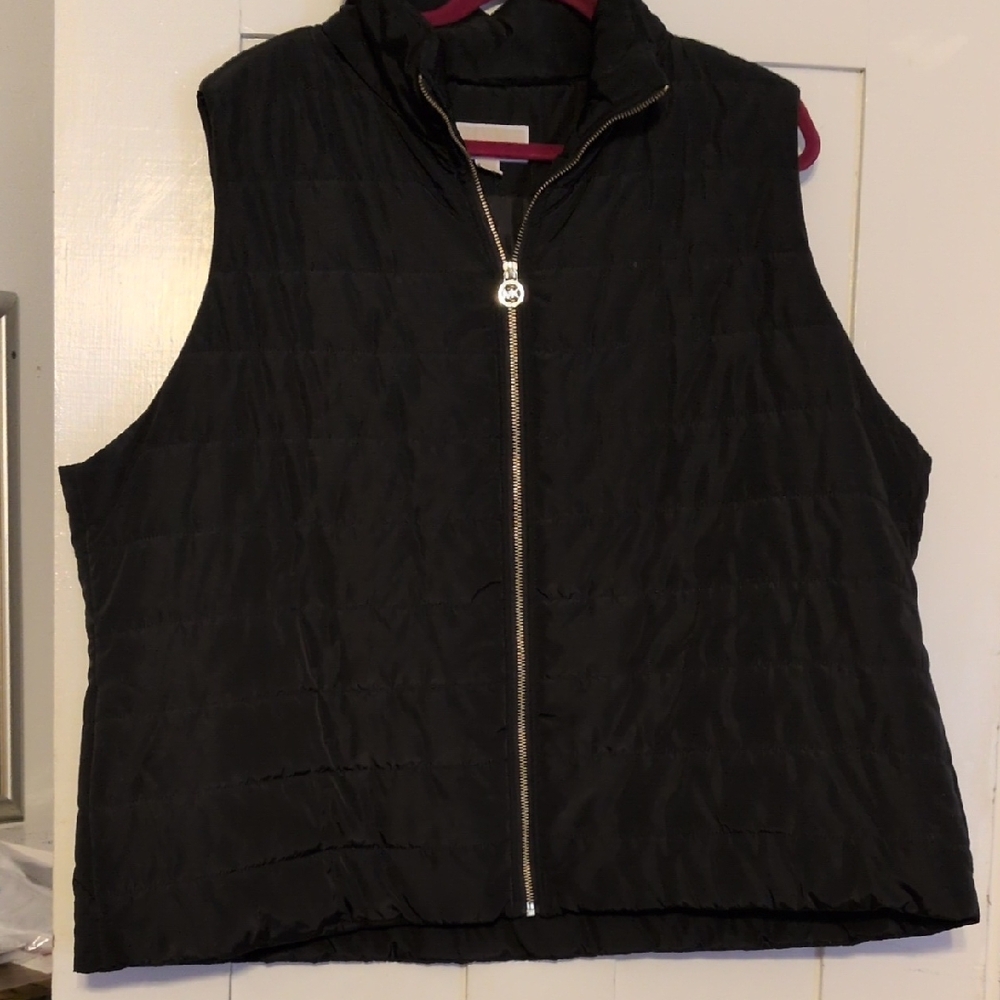 Black Quilted Vest with Zipper